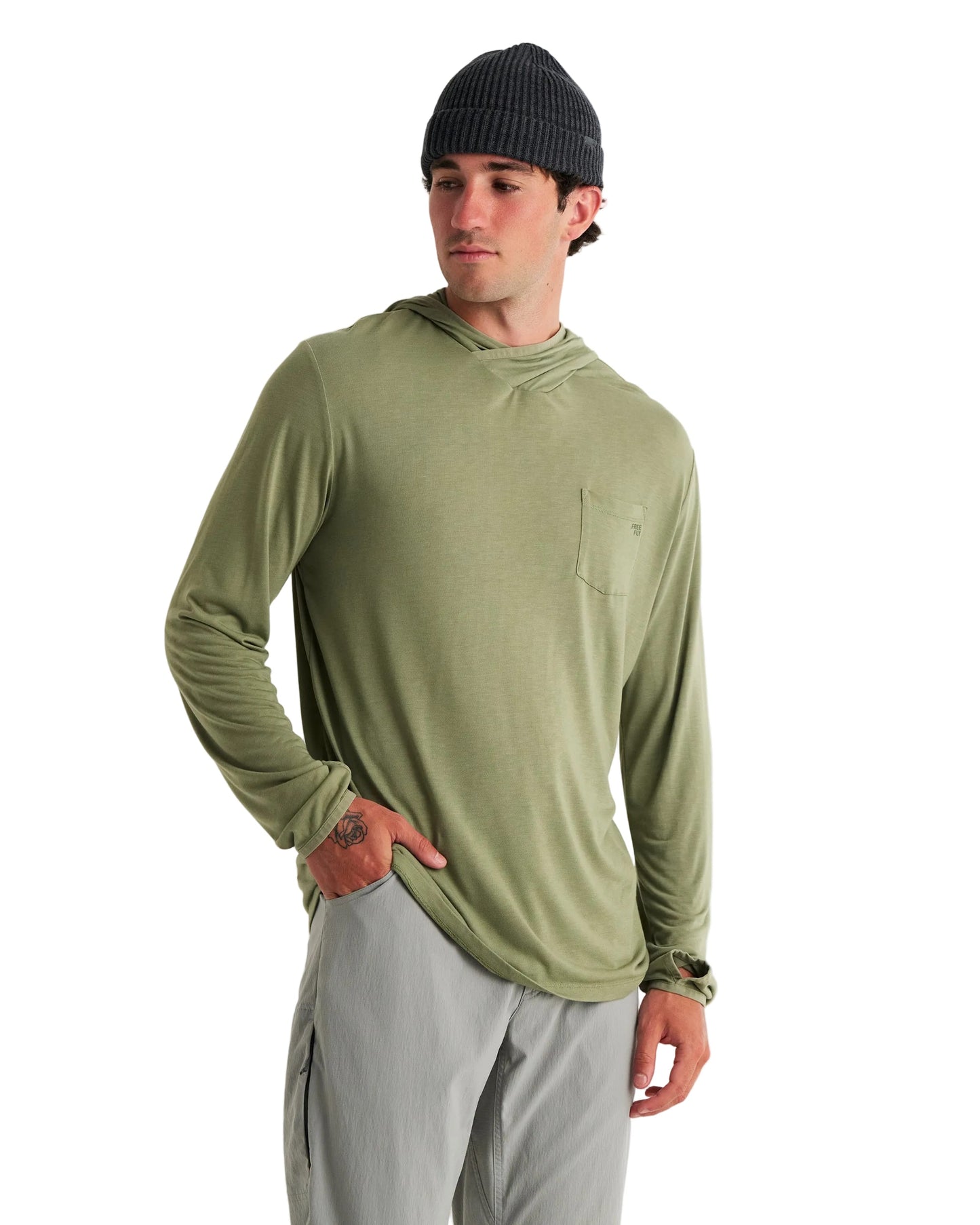 Free Fly T-Shirts S / Oil Green Free Fly - Men's Bamboo Lightweight Hoodie