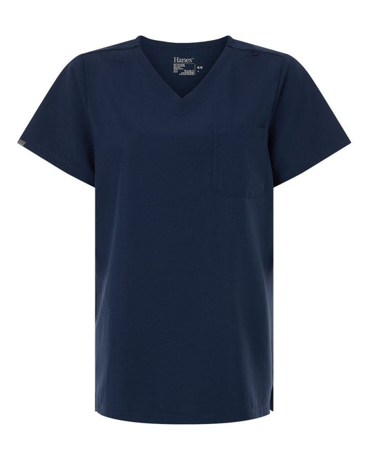 Hanes - Women's V-Neck 1 Pocket Scrub Top
