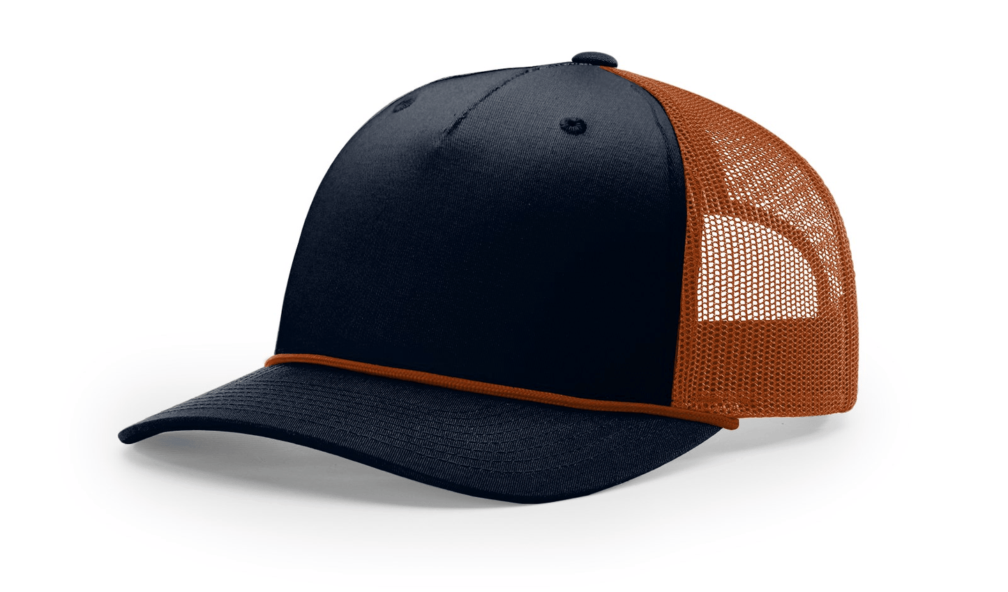 Richardson Headwear Adjustable / Navy/Dark Orange Richardson - Five-Panel Trucker Rope Cap