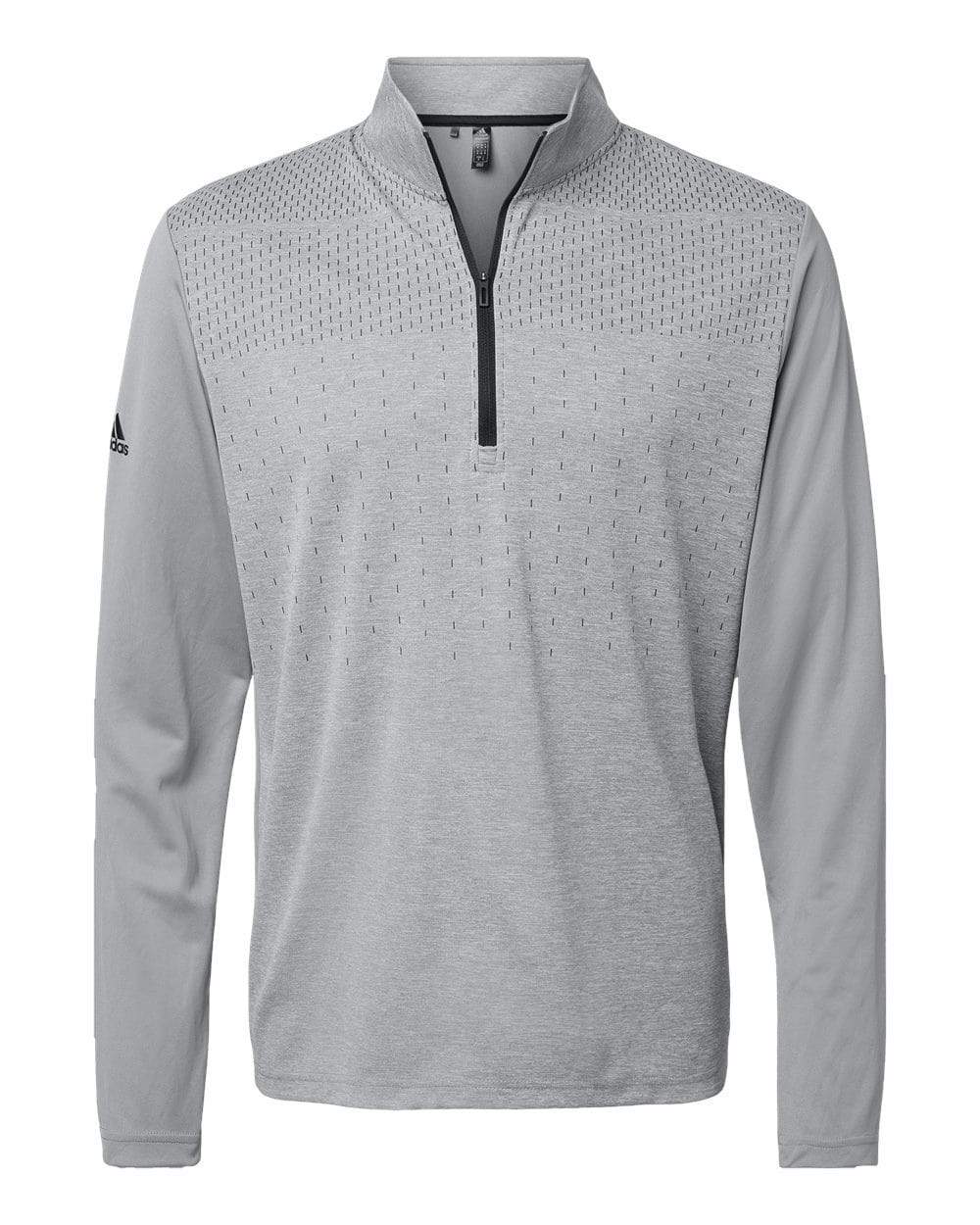 adidas Activewear S / Grey Three Melange/Black adidas - Men's Heather Block Print Quarter-Zip Pullover