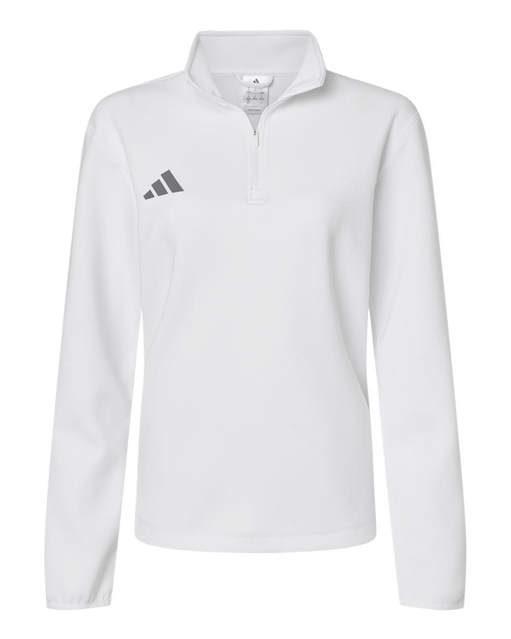 adidas Layering XS / White/Team Grey Four adidas - Women's 3-Stripes Quarter-Zip Pullover