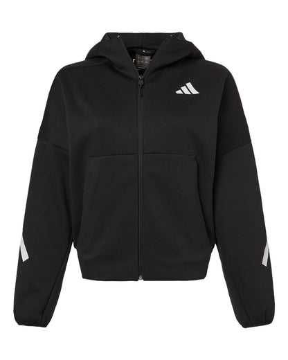 adidas Sweatshirts XS / Black/White adidas - Women's Z.N.E Full-Zip Hooded Sweatshirt