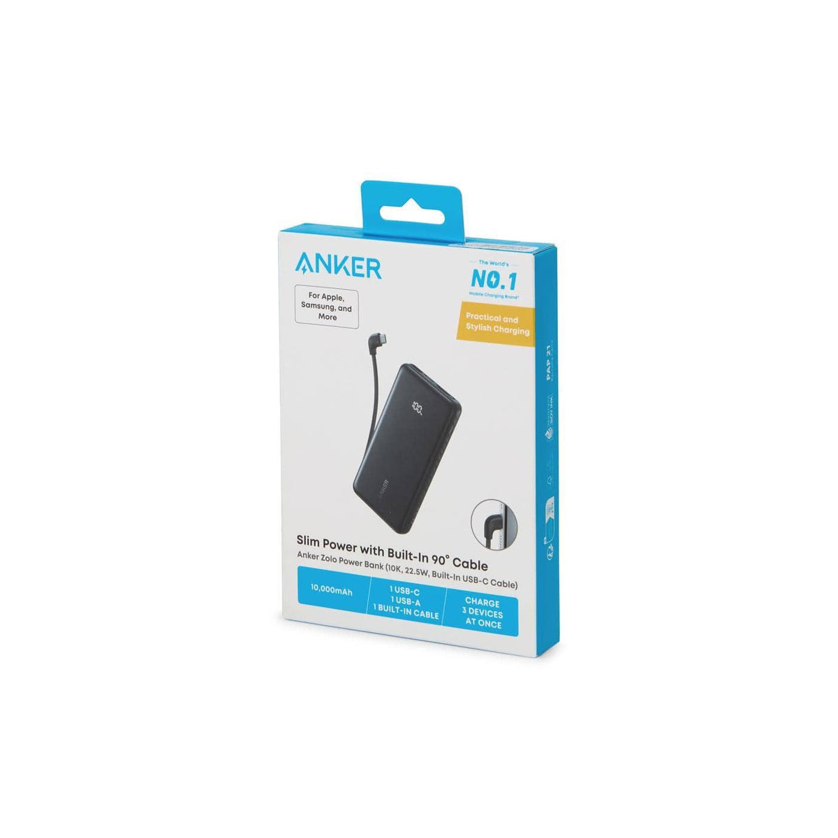 Anker - Power Bank (10K, 22.5W, Built-In USB-C Cable)
