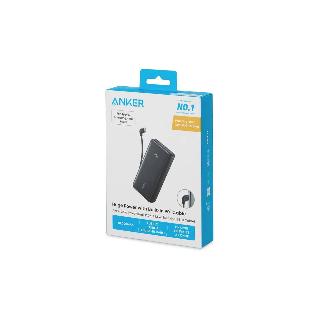 Anker - Zolo Power Bank (20K, 22.5W, Built-In USB-C Cable)