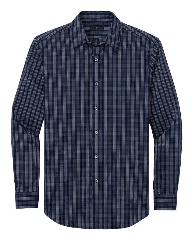 Brooks Brothers Woven Shirts XS / Navy Blazer/White Grid Check Brooks Brothers - Men's Tech Stretch Patterned Shirt