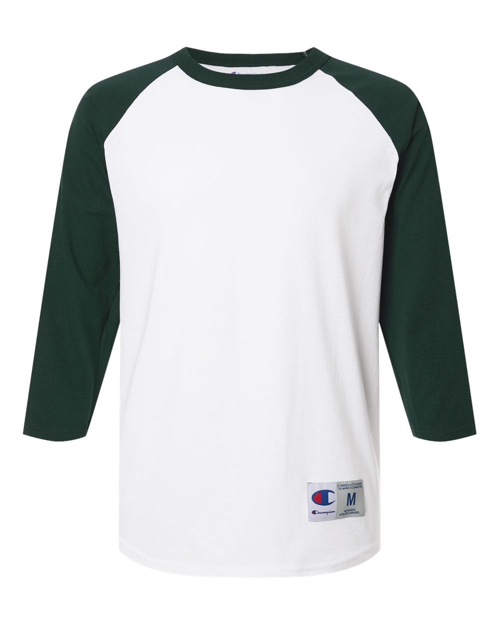 Champion T-Shirts S / White/Dark Green Champion - Raglan Baseball T-Shirt
