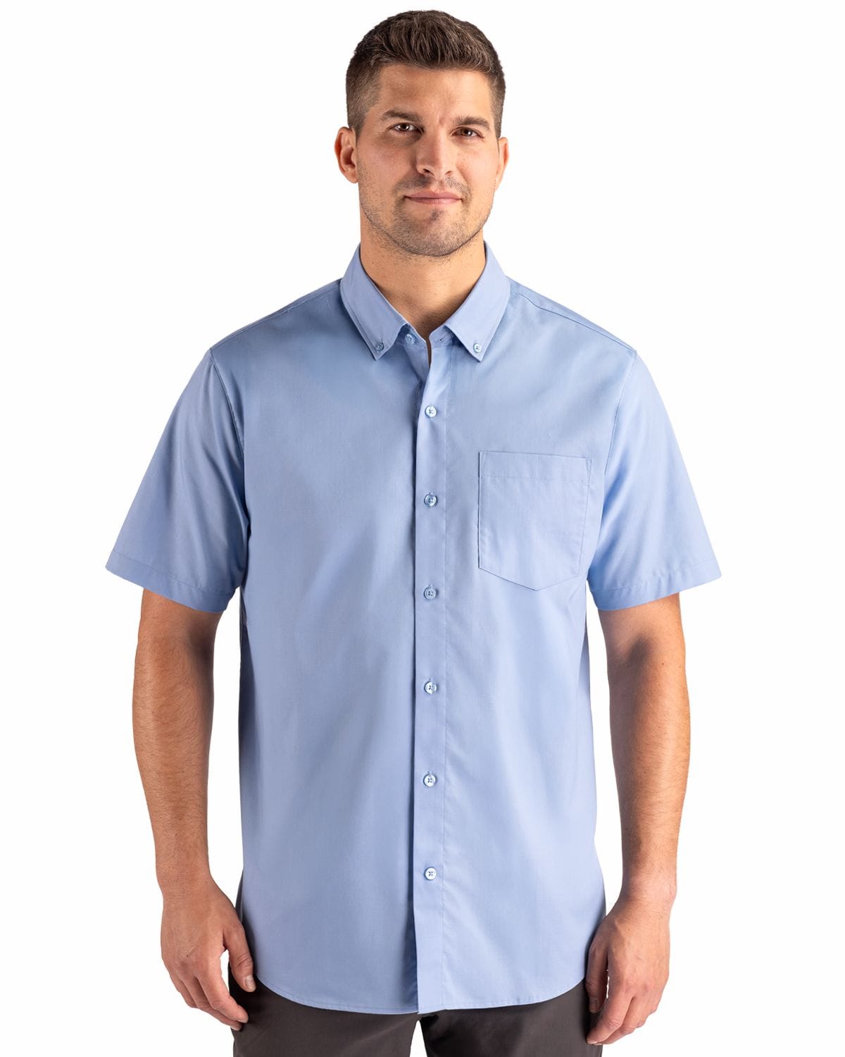 Clique by Cutter & Buck Woven Shirts Clique by Cutter & Buck - Men's Hustle Recycled Short Sleeve Button Down
