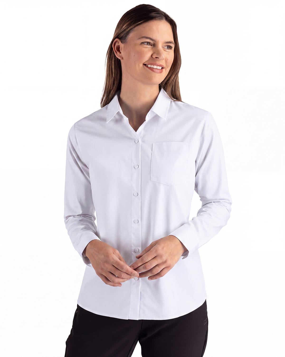 Clique by Cutter & Buck Woven Shirts Clique by Cutter & Buck - Women's Hustle Recycled Long Sleeve Button Down