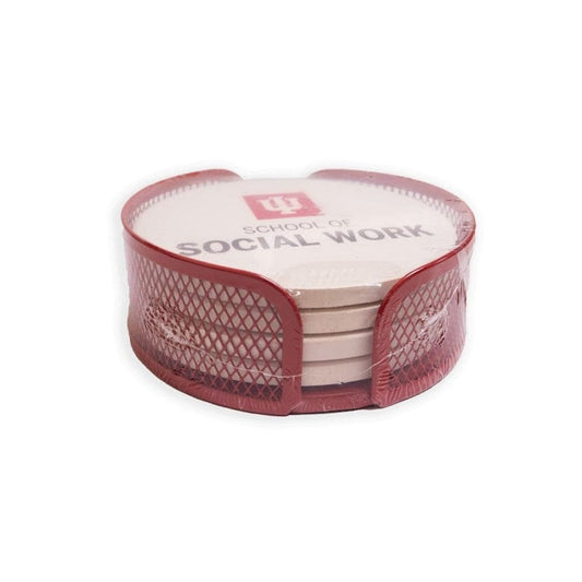 CoasterStone Accessories One Size / Burgundy CoasterStone - Mesh Holder Gift Set w/4 Round Coasters