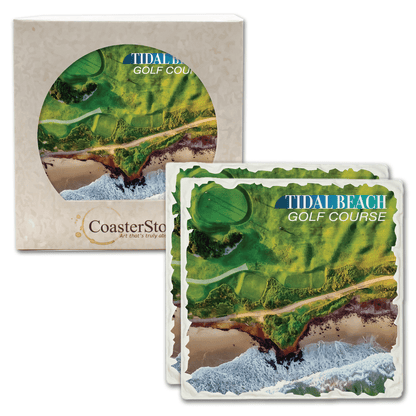 CoasterStone Accessories One Size / White/Beige Stone CoasterStone - 2 Pack Absorbent Stone Tumbled Square Coaster