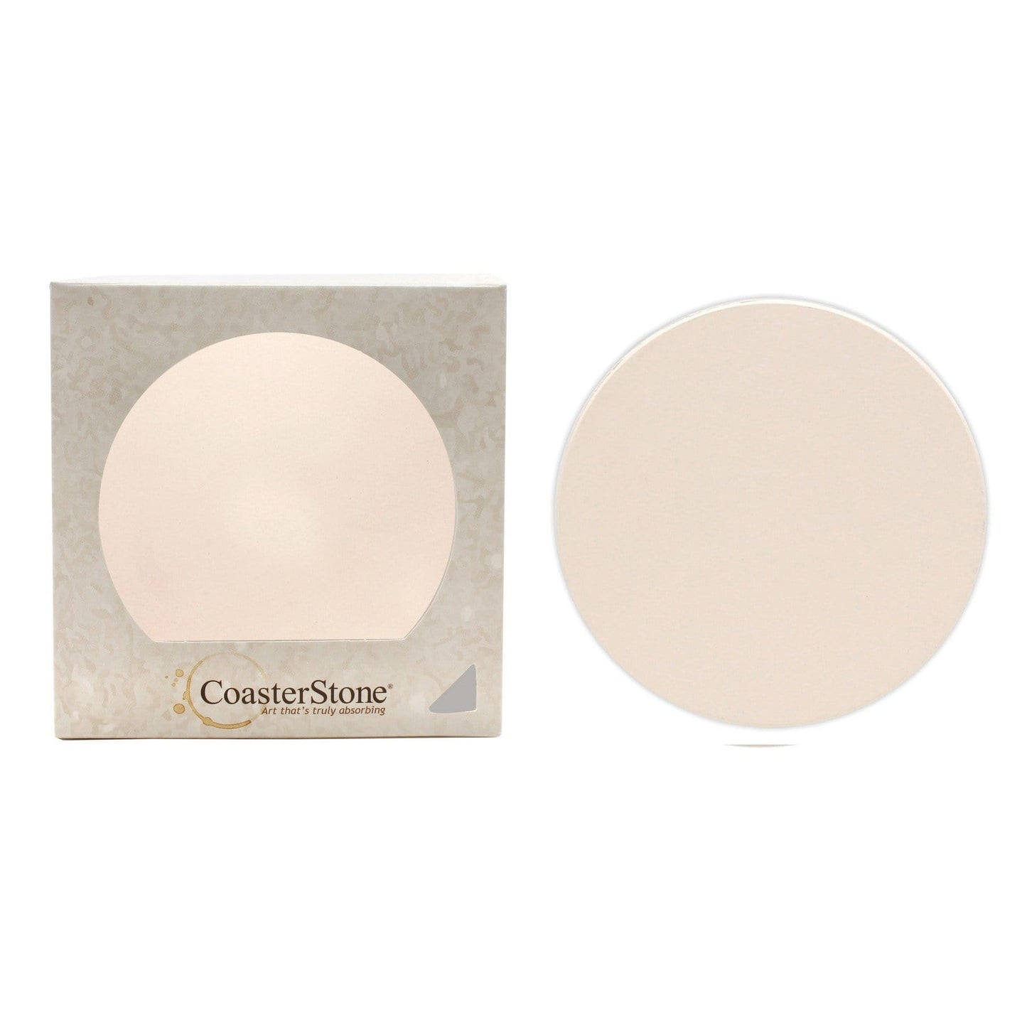 CoasterStone Accessories One Size / White/Beige Stone CoasterStone - 4 Pack Absorbent Single Stone Round Coaster