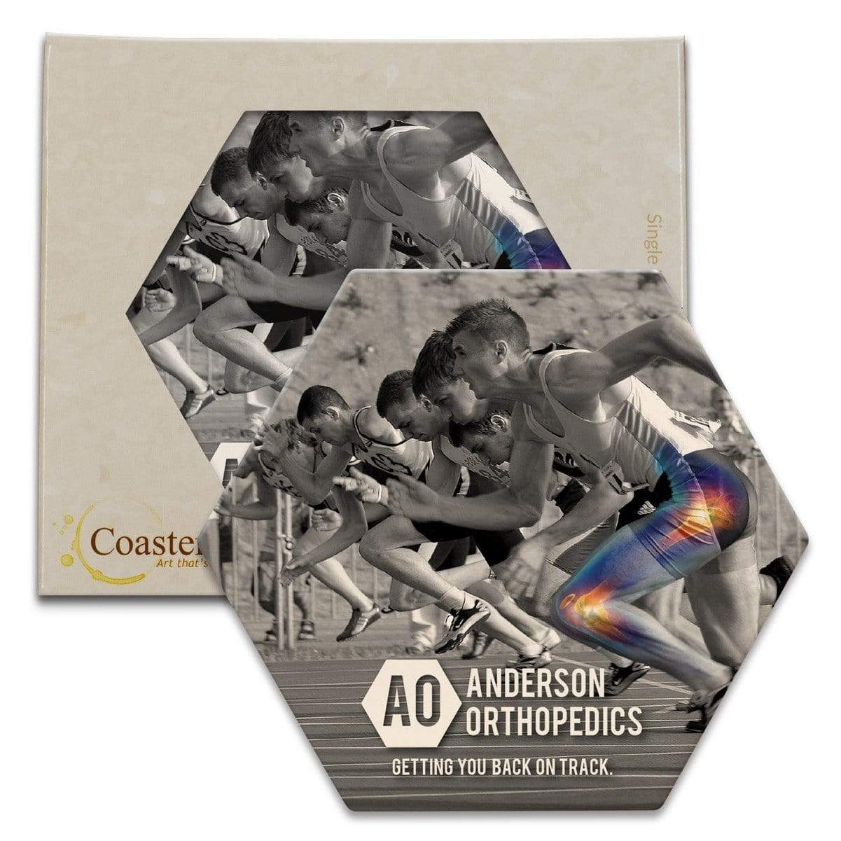 CoasterStone Accessories One Size / White/Beige Stone CoasterStone - Absorbent Single Stone Hexagon Coaster