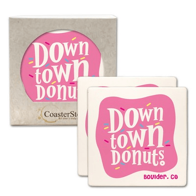 CoasterStone - 2 Pack Absorbent Stone Square Coaster