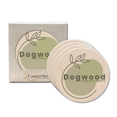CoasterStone - 4 Pack Absorbent Stone Round Coaster