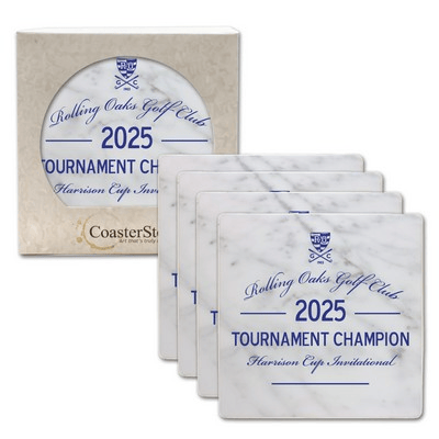 CoasterStone - 4 Pack Absorbent Stone Square Coaster