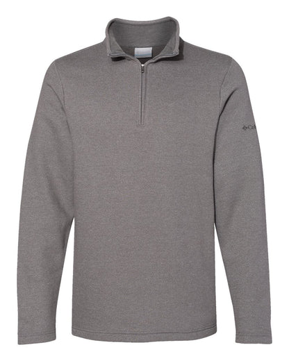 Columbia Layering S / Boulder Heather Columbia - Men's Great Hart Mountain III Half Zip Pullover (Sleeve Logo)