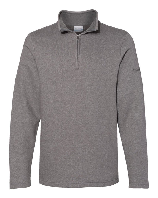 Columbia Layering S / Boulder Heather Columbia - Men's Great Hart Mountain III Half Zip Pullover (Sleeve Logo)