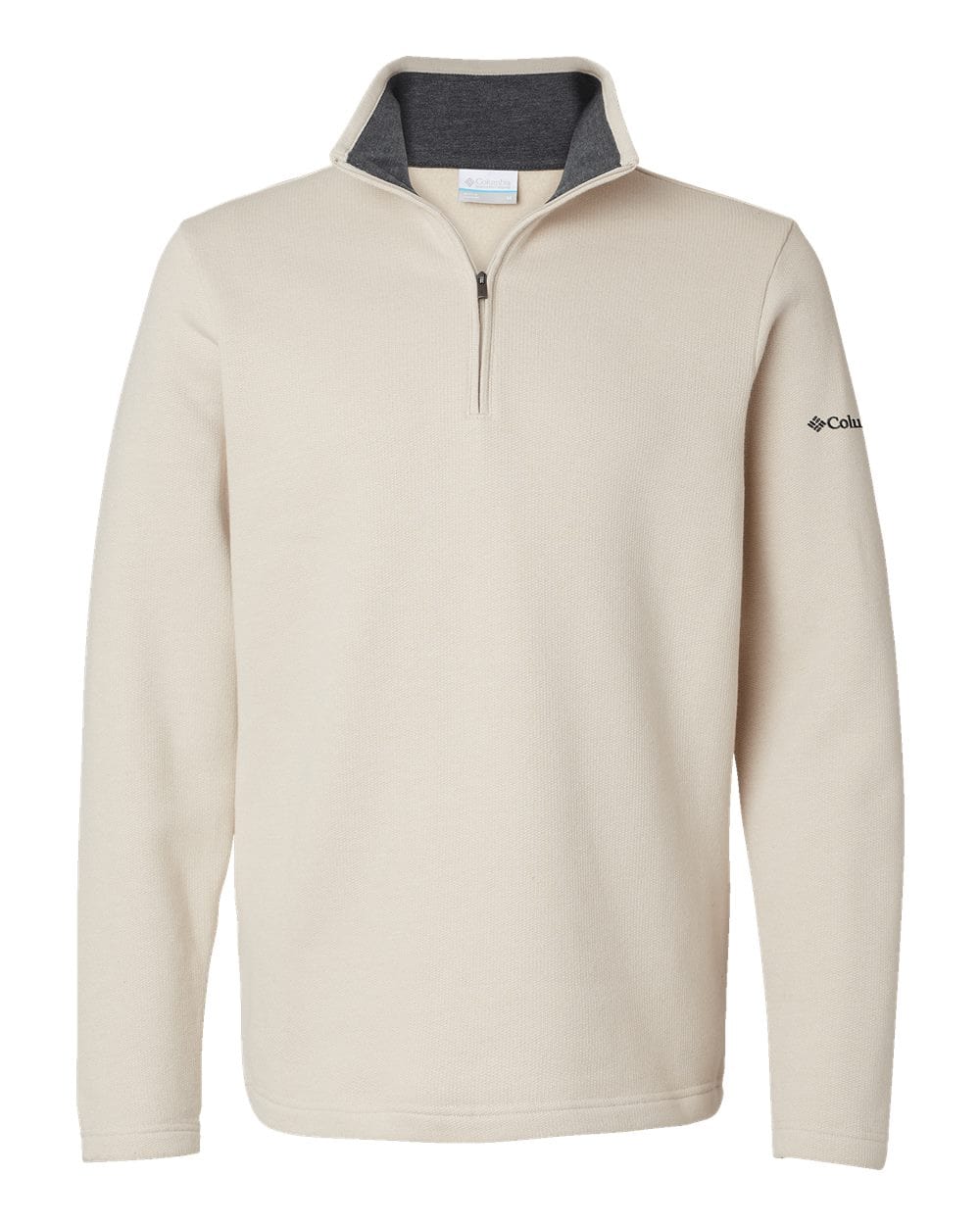 Columbia Layering S / Dark Stone Heather Columbia - Men's Great Hart Mountain III Half Zip Pullover (Sleeve Logo)