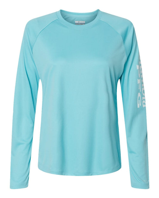 Columbia T-Shirts S / Clear Blue/White Columbia - Women’s PFG Tidal Tee™ II Long Sleeve Shirt (Sleeve Logo)