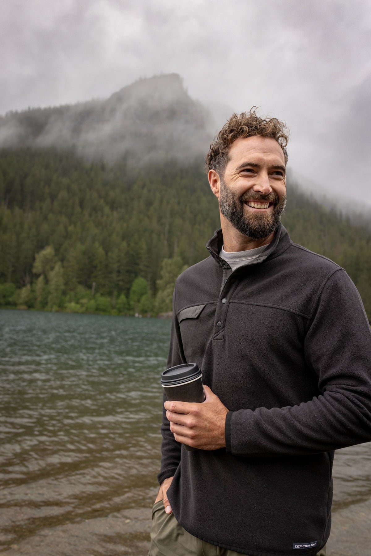 Cutter & Buck - Men's Woodland Recycled Fleece Snap Pullover