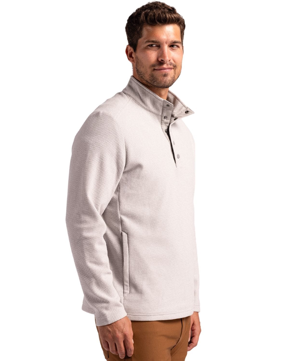 Cutter & Buck Layering Cutter & Buck - Men's Hunt's Point Textured Fleece Recycled Snap Pullover