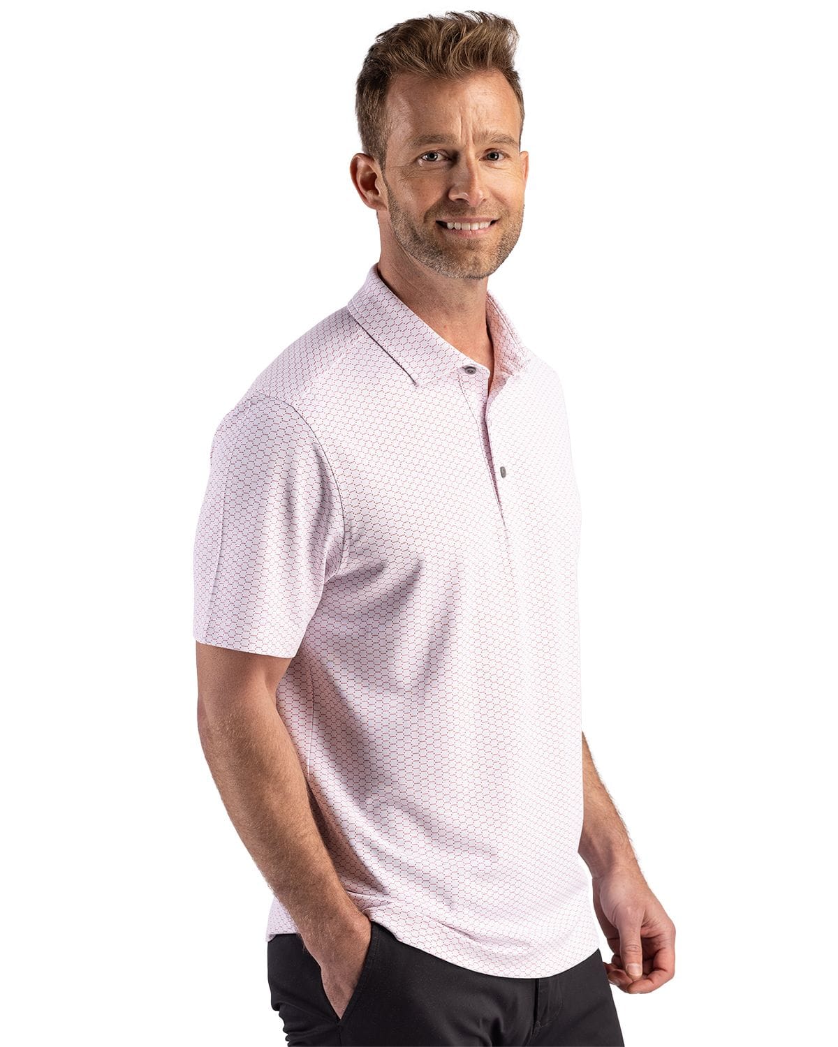 Cutter & Buck Polos Cutter & Buck - Men's Virtue Recycled Hex Print Pique Polo