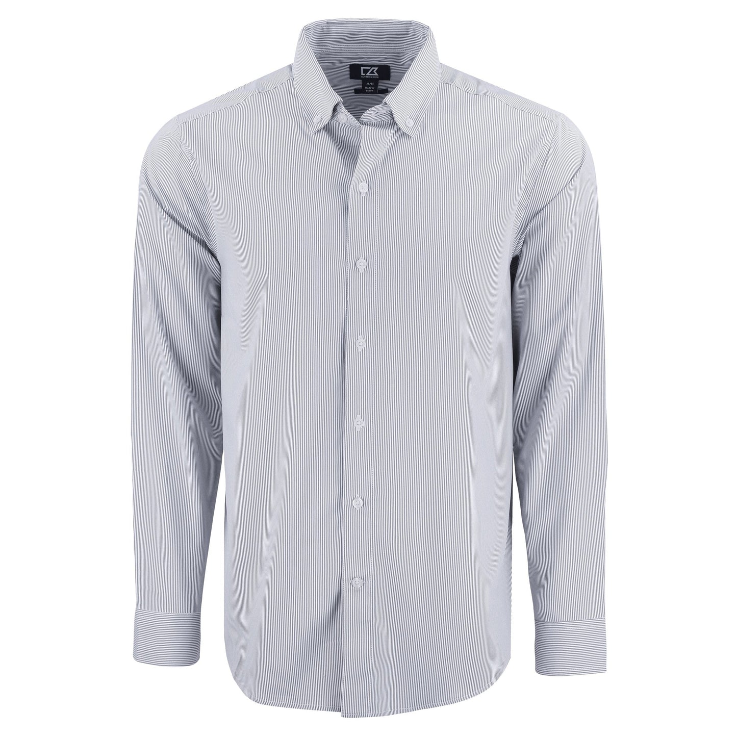 Cutter & Buck Woven Shirts S / Elemental Grey/White Cutter & Buck - Men's Skyline Recycled Pinstripe Dress Shirt