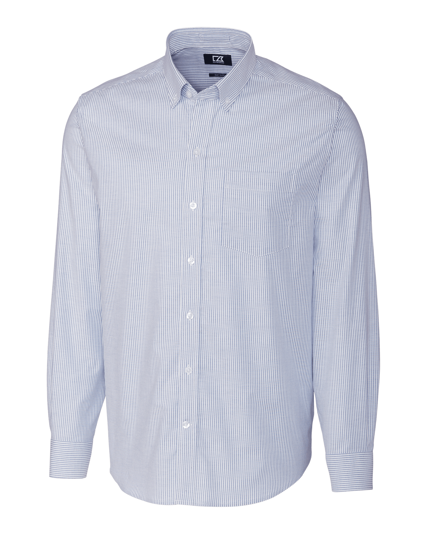 Cutter & Buck Woven Shirts S / French Blue Cutter & Buck - Men's L/S Stretch Oxford Stripe