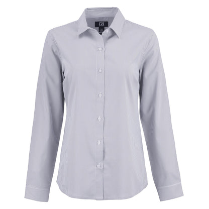 Cutter & Buck Woven Shirts XS / Elemental Grey/White Cutter & Buck - Women's Skyline Recycled Pinstripe Dress Shirt