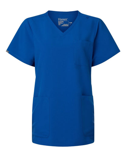 Hanes - Women's V-Neck 3-Pocket Scrub Top
