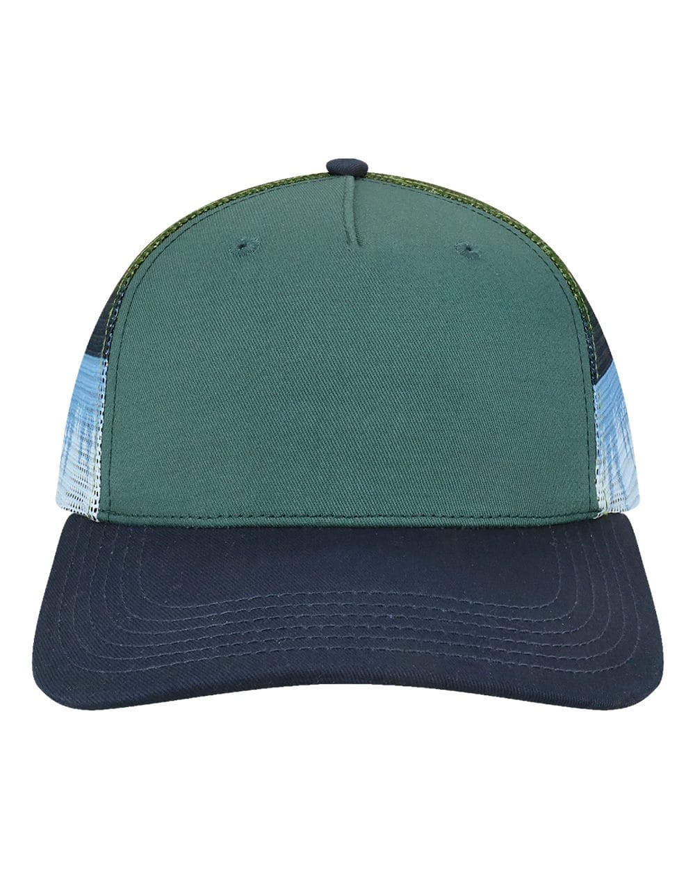 LOCALE Headwear Adjustable / Deep Teal/Lake Moonrise/Navy LOCALE - Plain Front Five-Panel Trucker Cap