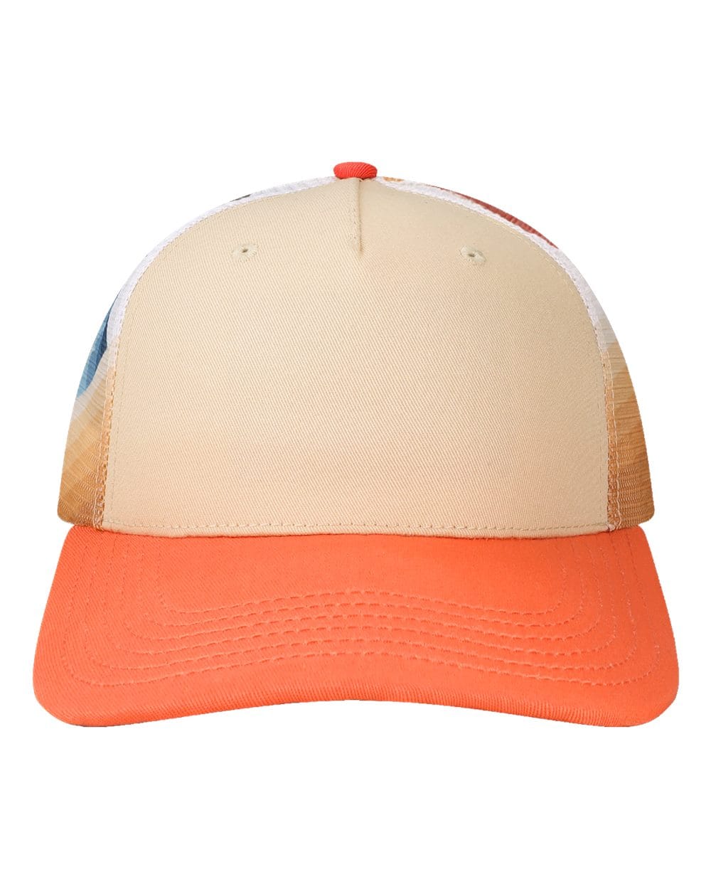 LOCALE Headwear Adjustable / Natural/Coral Coast/Coral LOCALE - Plain Front Five-Panel Trucker Cap