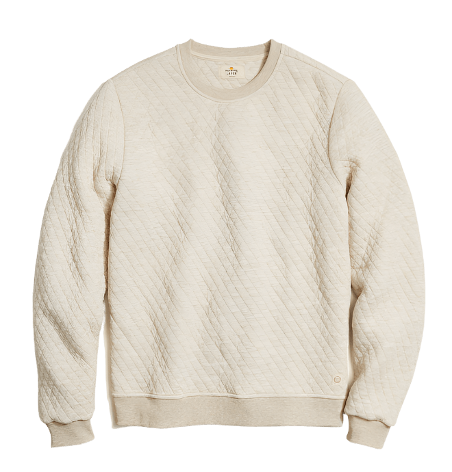 Marine Layer Sweatshirts XS / Dark Oat Heather Marine Layer - Men's Corbet Quilted Crewneck