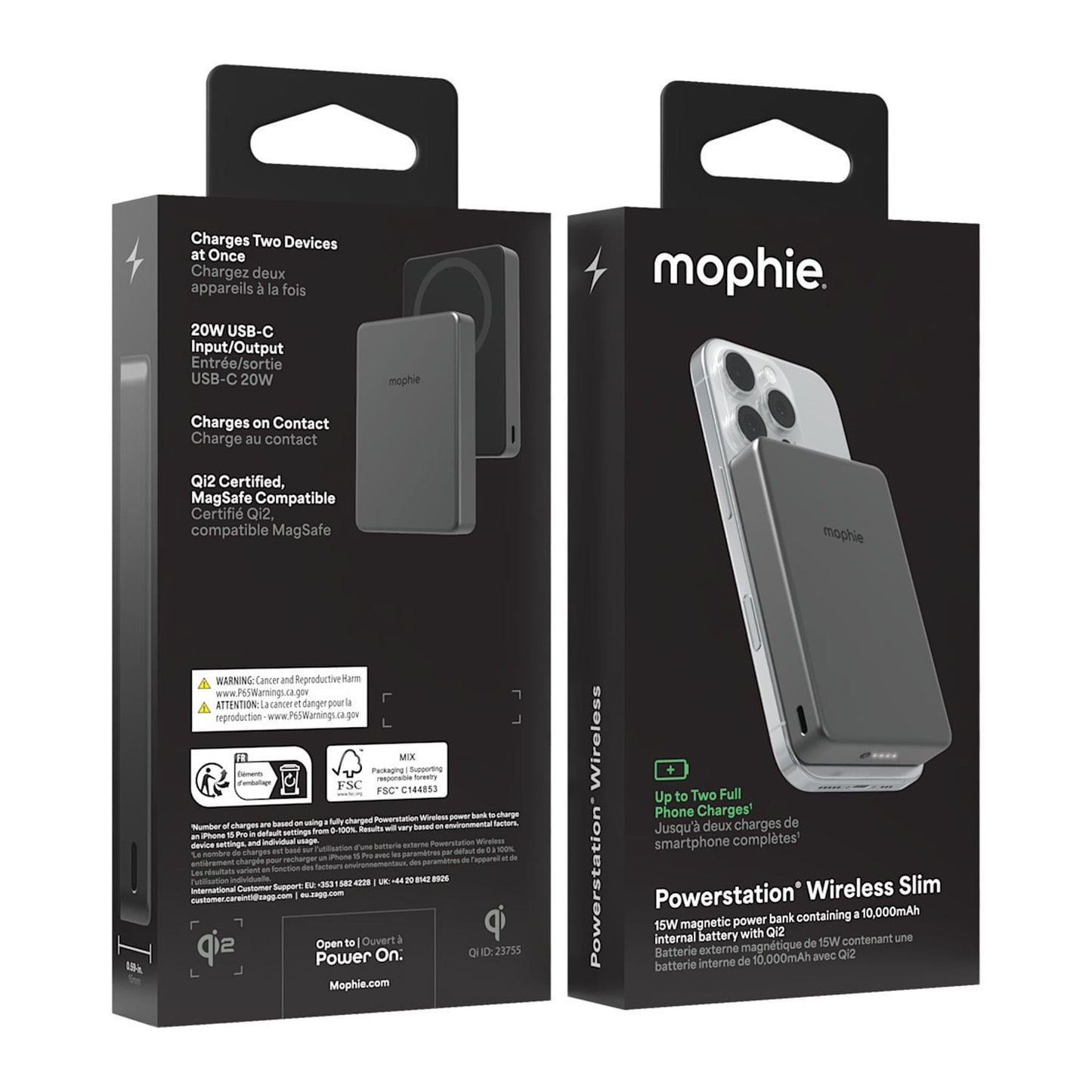 mophie - Slim 10,000 mAh Qi2 Wireless Power Bank