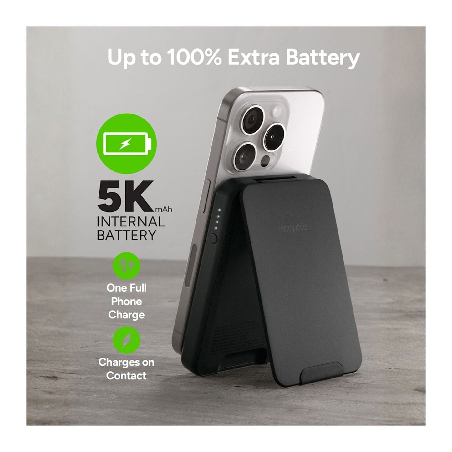 mophie Electronics One Size / White mophie - Snap+5000 mAh Wireless Power Bank w/ Stand