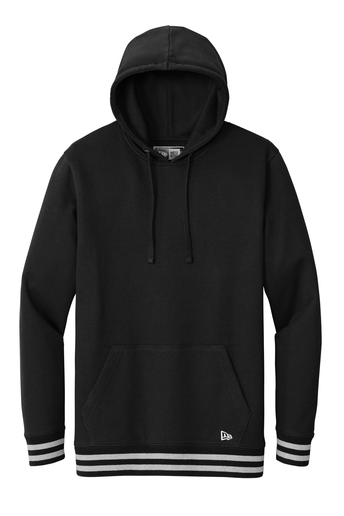 New Era Sweatshirts XS / Black/Athletic Heather New Era - Men's Comeback Fleece Pullover Hoodie w/ Striped Hem