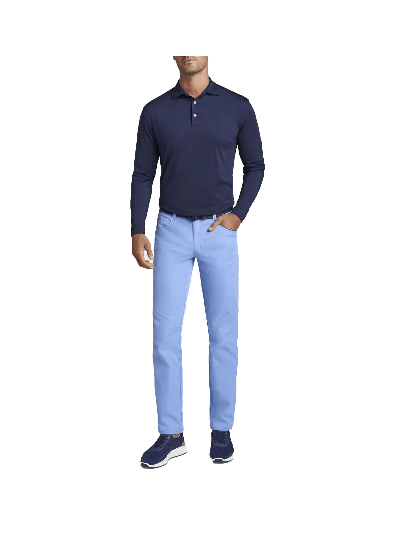 Peter Millar Polos Peter Millar - Men's Performance Long-Sleeve Jersey Polo - Navy