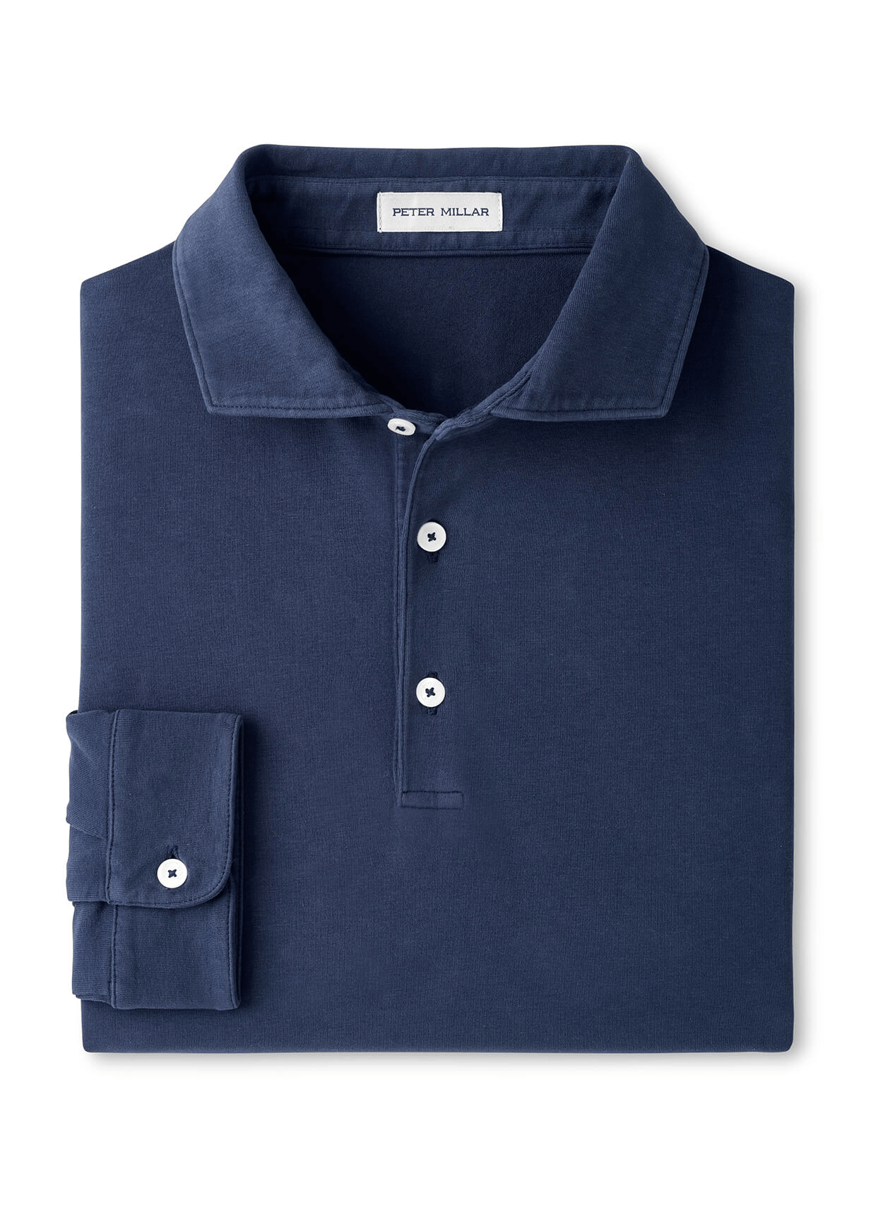 Peter Millar Polos S / Atlantic Navy Peter Millar - Men's Crown Flex Cotton Long-Sleeve Polo
