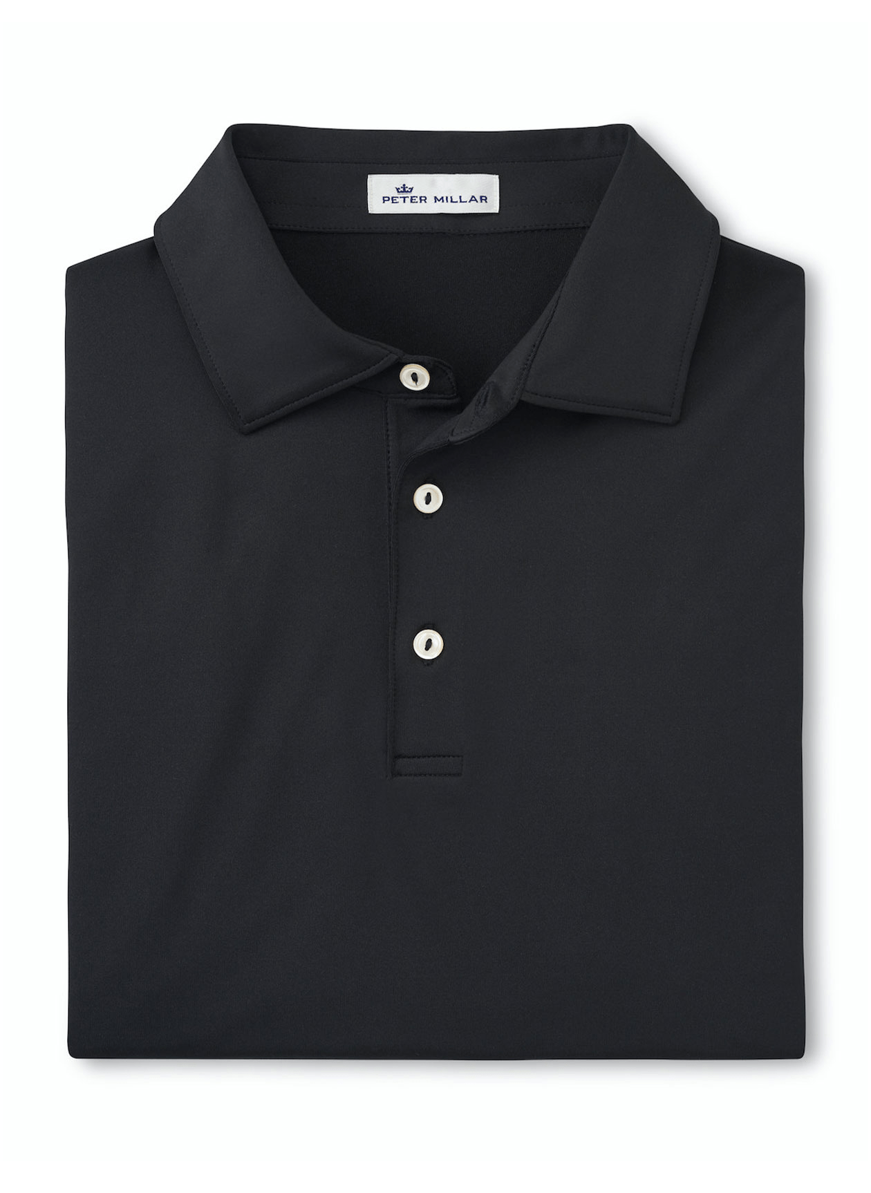 Peter Millar Polos S / Black Peter Millar - Men's Solid Performance Polo w/ Self Collar