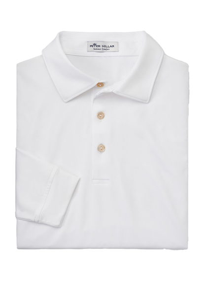 Peter Millar Polos S / White Peter Millar - Men's Performance Long-Sleeve Jersey Polo