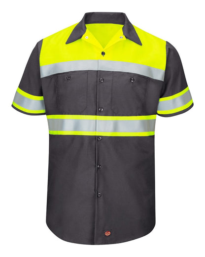 Red Kap Workwear Only Red Kap - High Visibility Colorblock Ripstop Short Sleeve Work Shirt