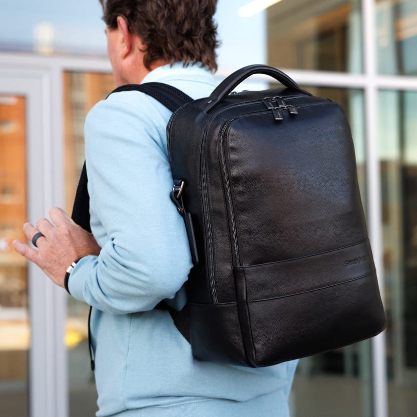 Samsonite Bags One Size / Black Samsonite - Leather Laptop Backpack