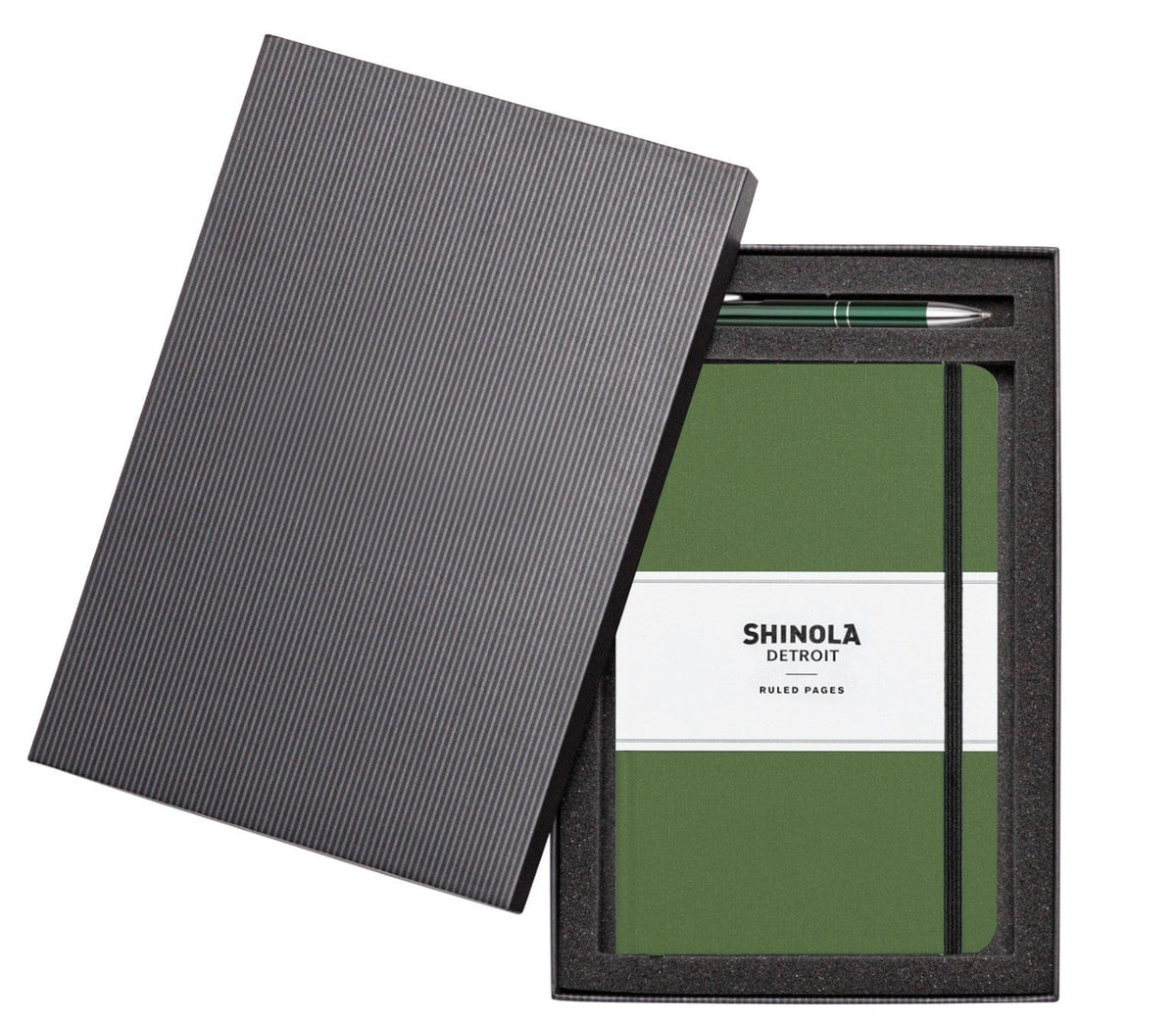 Shinola Accessories 5.25" x 8.25" / Olive Green Shinola - Hardcover Journal/Clicker Pen Set