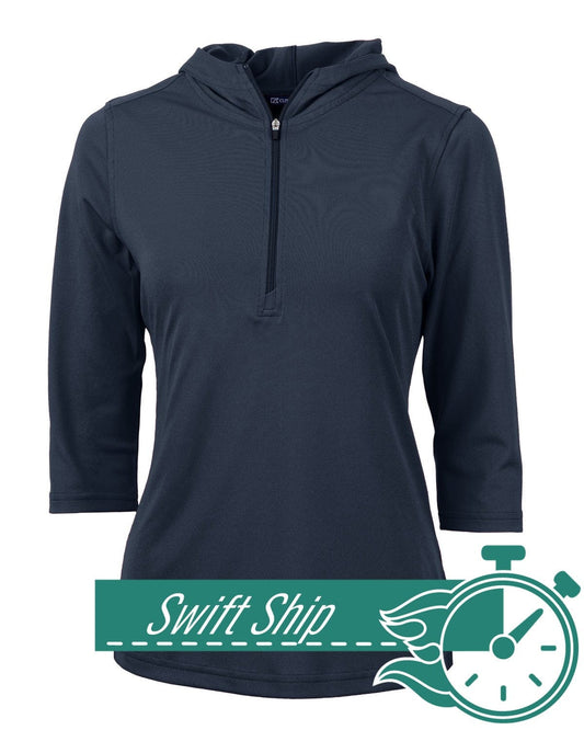 Swift Ship Layering XS / Navy Blue 3-Day Swift Ship: Cutter & Buck - Women's Virtue Eco Pique Half Zip Hoodie