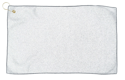 Threadfellows Accessories 16" x 26" / White/Black Microfiber Waffle Golf Towel w/ Tri-Fold Grommet - 16" x 26"
