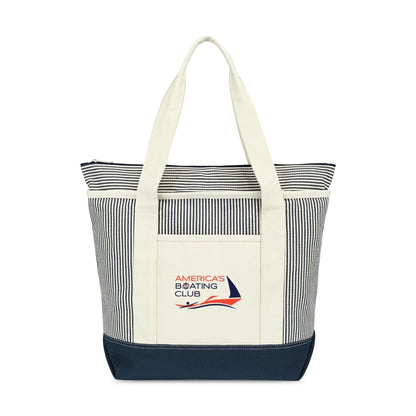 Threadfellows Bags One Size / Navy/Natural Stripe Newport Cotton Zippered Tote