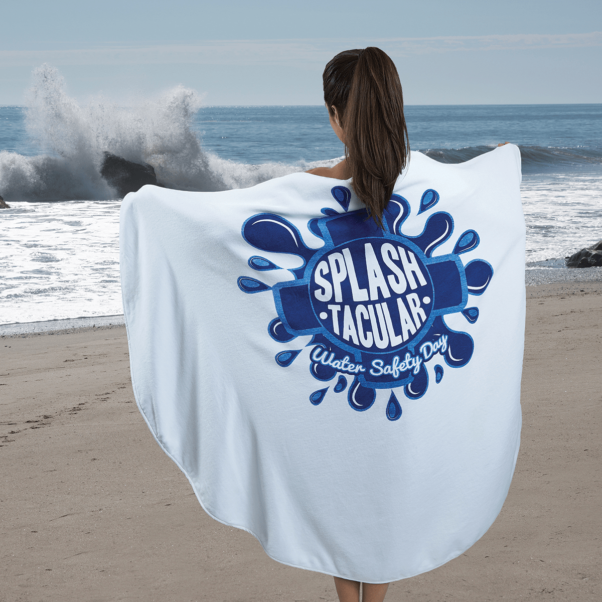 Threadfellows Curated Collection Accessories Fringed Round Colored Beach Towel 60"