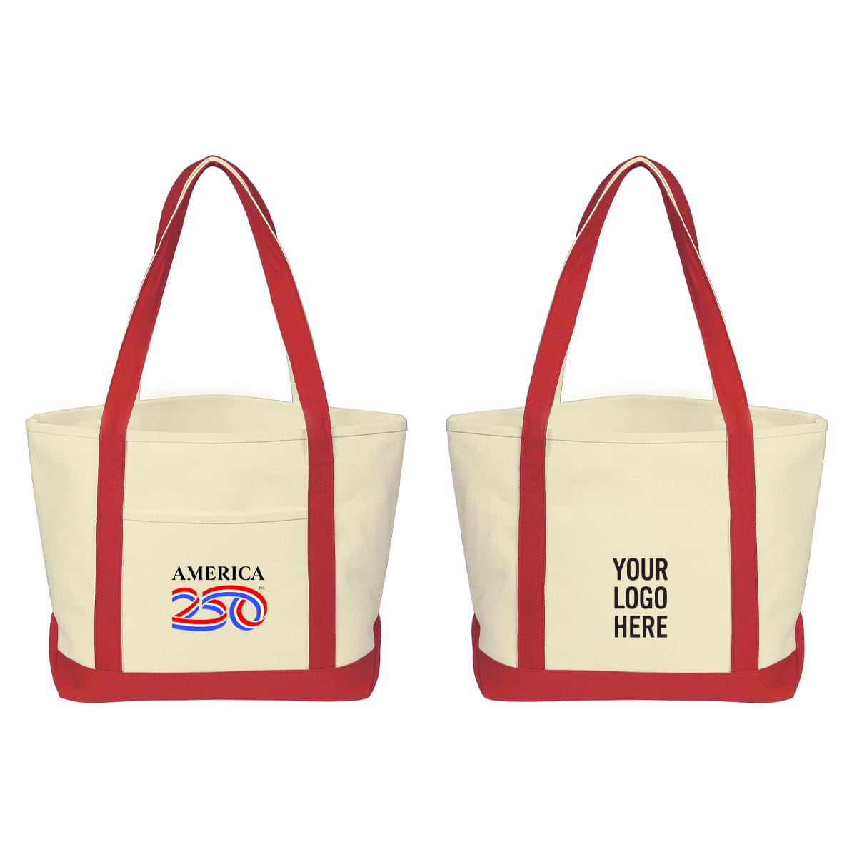 Threadfellows Curated Collection Bags One Size / Natural/Red America250™ Medium Starboard 24oz Recycled Cotton Canvas Tote Bag