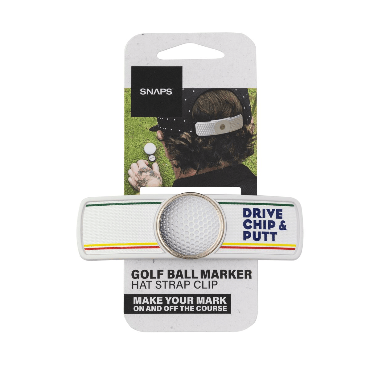 Threadfellows Curated Collection Golf Accessories One Size / Matte White Snaps - Imprinted Golf Hat Strap Clip w/ Ball Marker