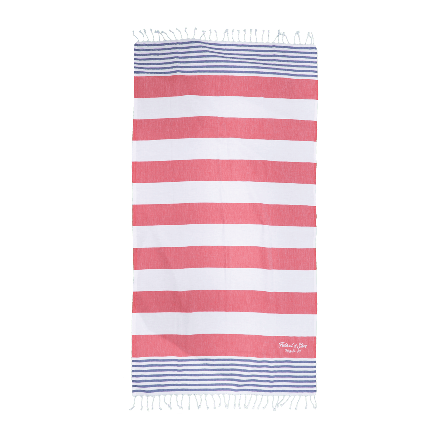 Threadfellows One Size / USA/Red Peshtemal Beach Towel Boardwalk Collection - 39" x 70"